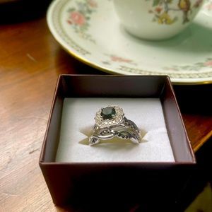 14kt White Gold Wedding Set- Black and White Diamonds